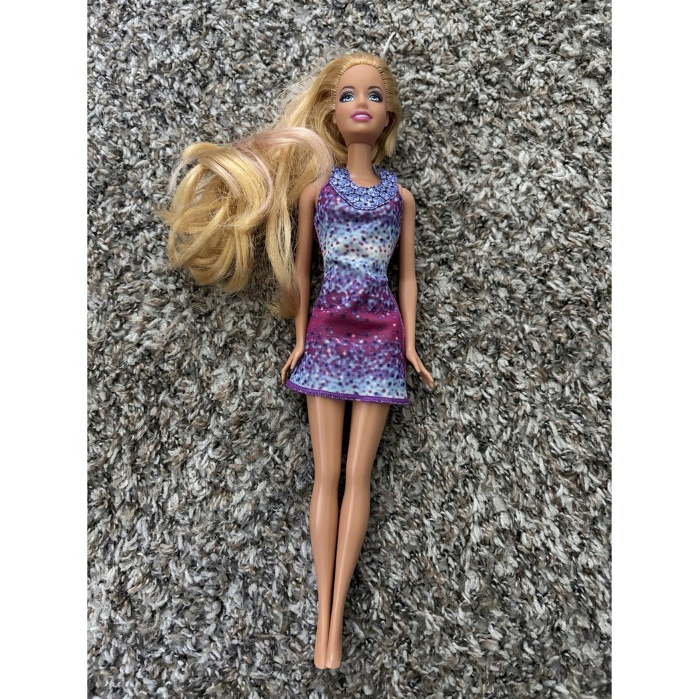 2005 Mattel Barbie Doll Blonde Hair‎ Blue Eyes Purple Diamond Dress